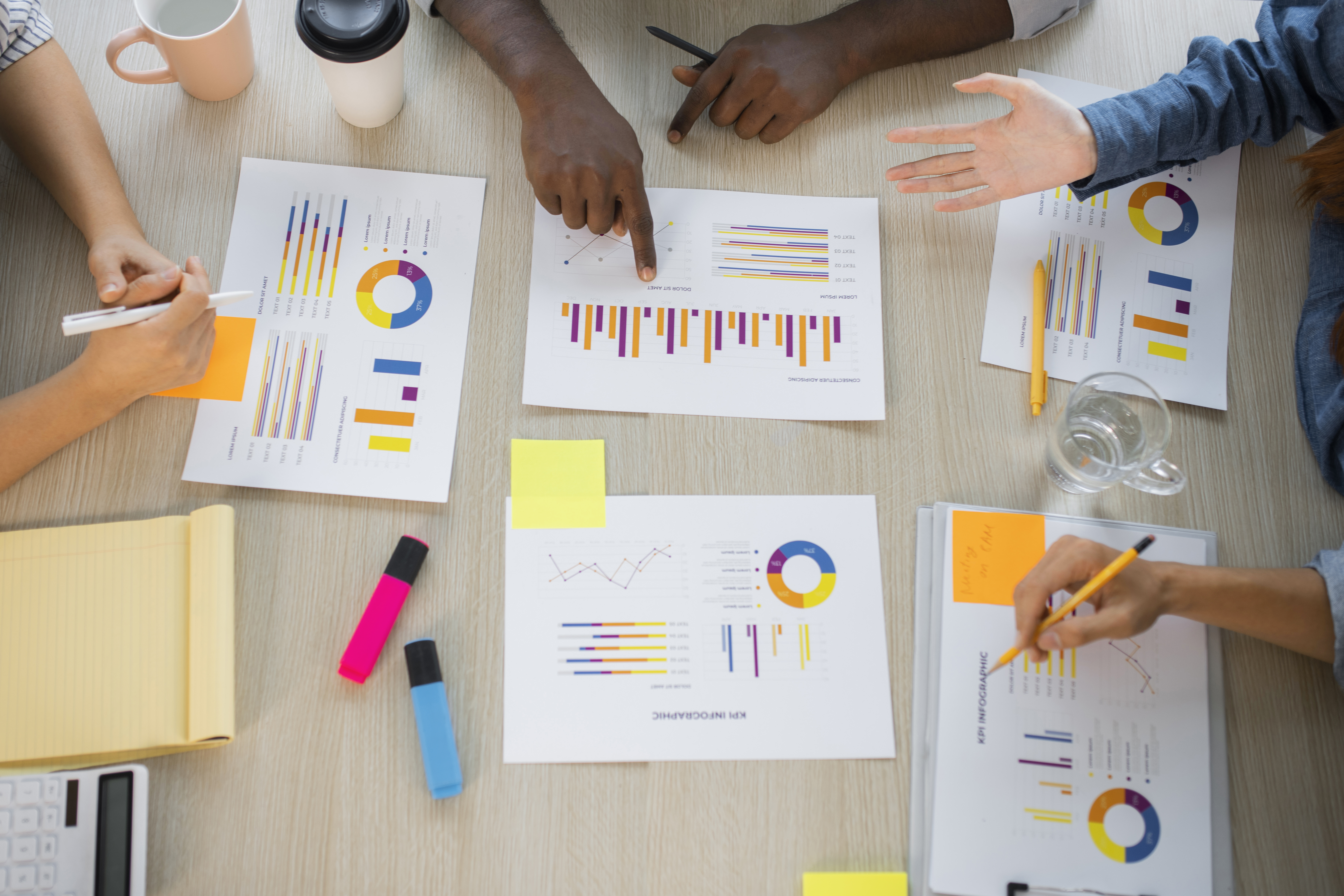 employees working together top view